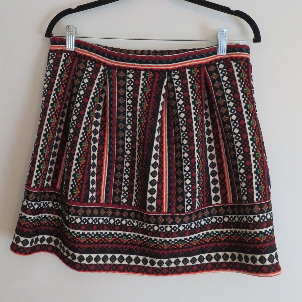 Xhilaration | Size Large | Southwestern Aztec Tribal Quilted Pleated Mini Skirt